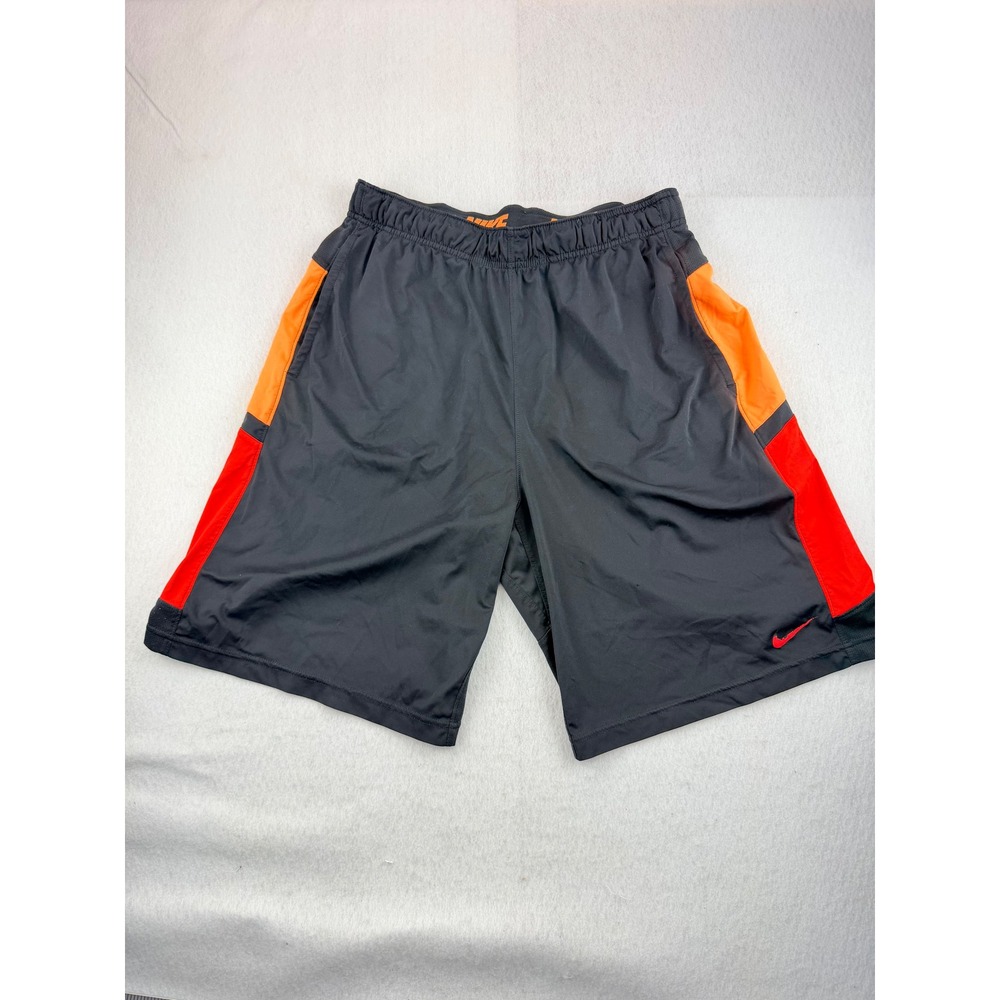 Nike Mens Athletic Shorts black Orange Red Colorblock Training Gym Large L